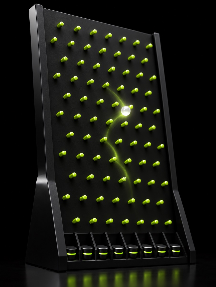 Plinko board with lime pegs